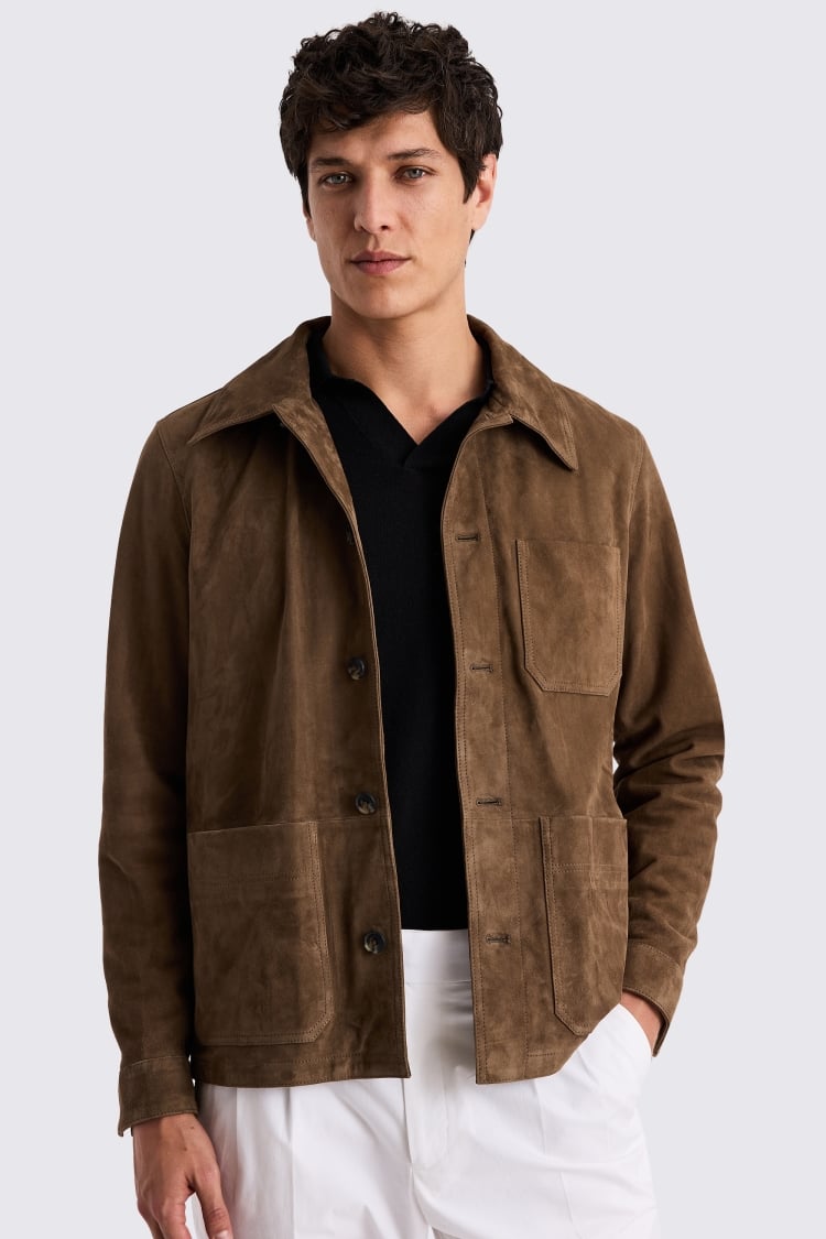 Taupe Suede Overshirt 