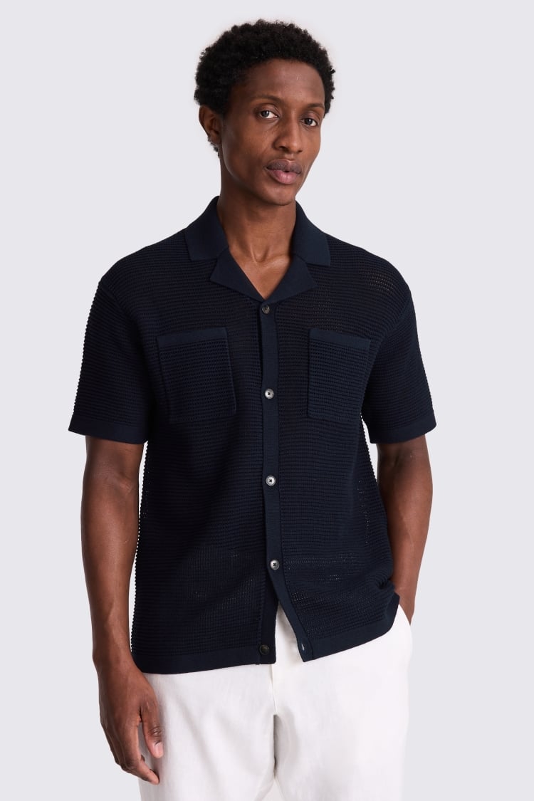 Navy Open Knit Shirt