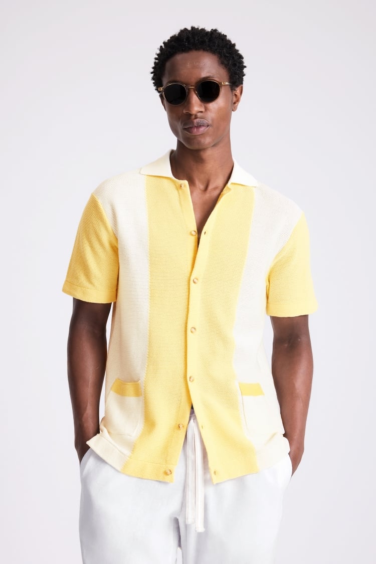Yellow Stripe Pique Knit Shirt