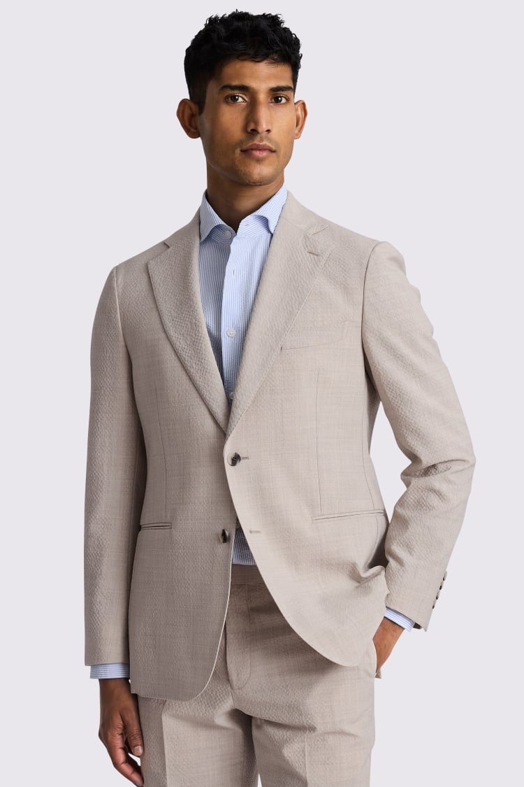 Tailored Fit Oatmeal Seersucker Suit