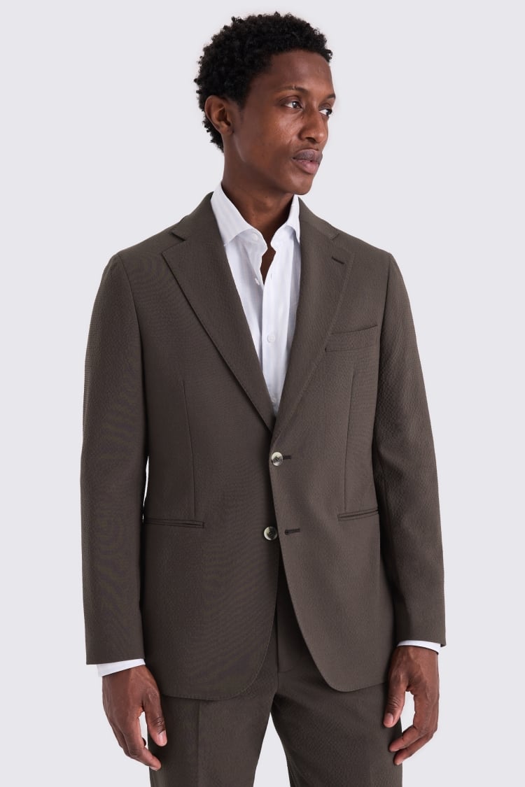 Tailored Fit Brown Seersucker Suit