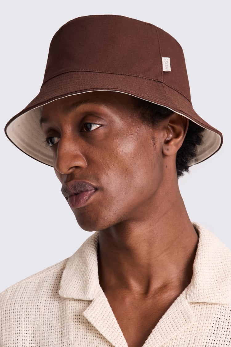 Ecru Reversible Cotton Twill Bucket Hat
