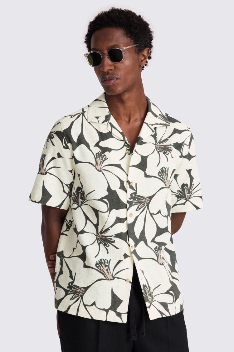Green Cuban Floral Print Shirt