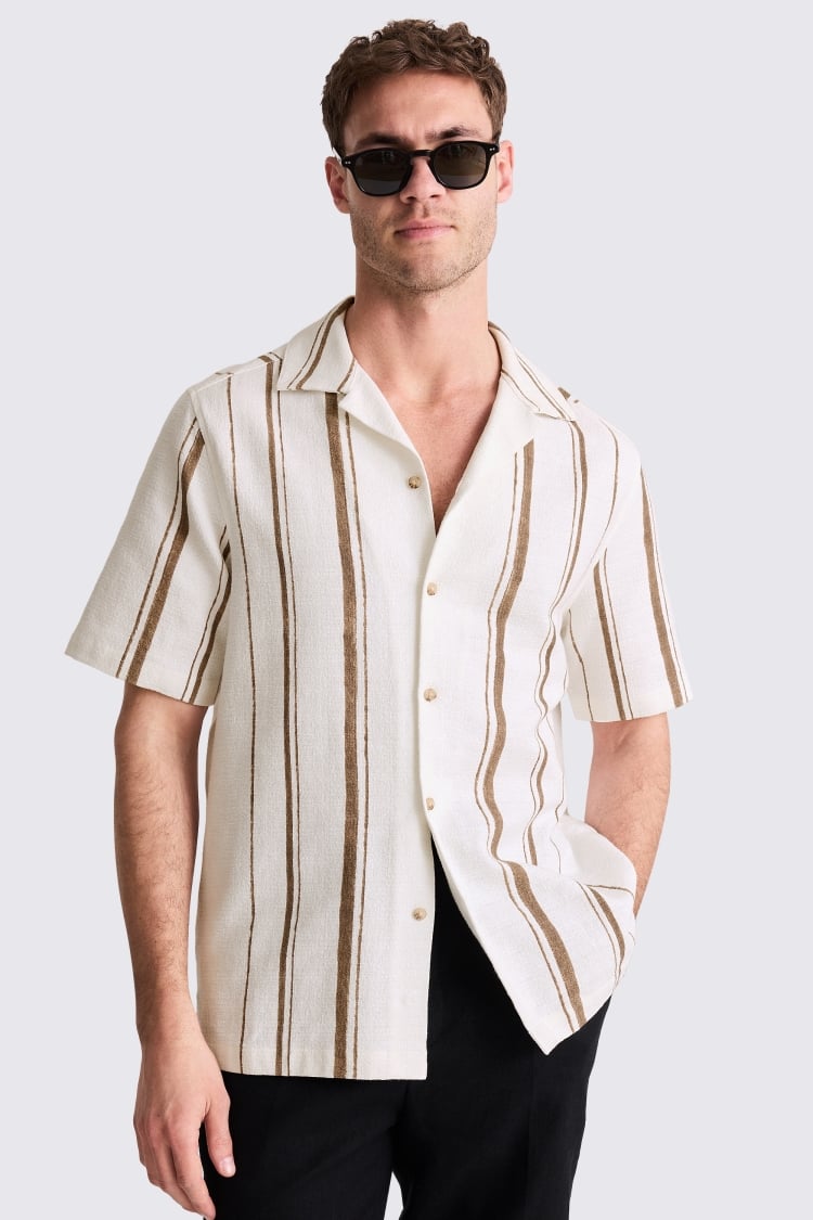 Taupe Cuban Stripe Shirt